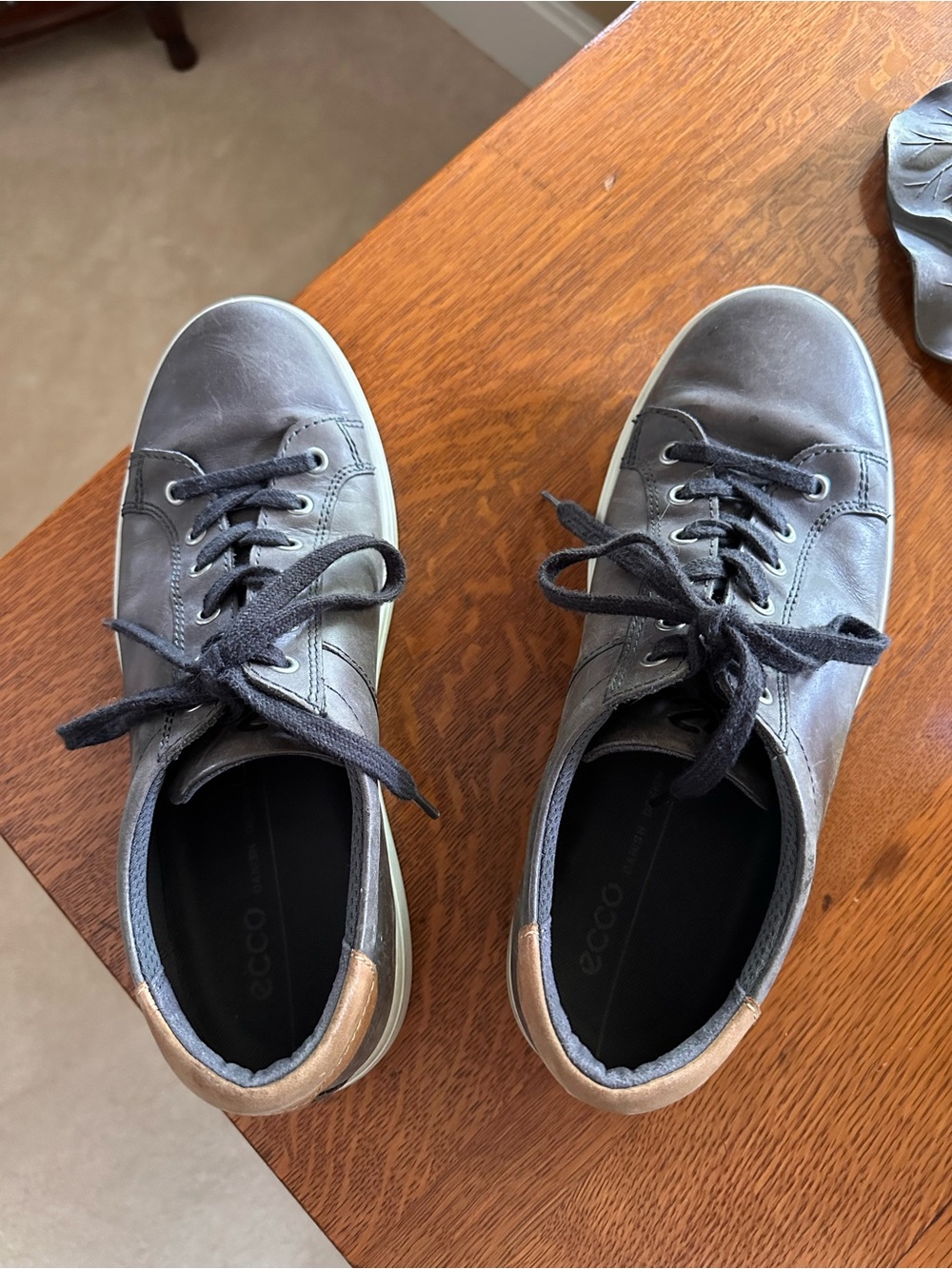 Ecco Men's Sneakers in Charcoal with Tan Heel Accent. 10-10.5